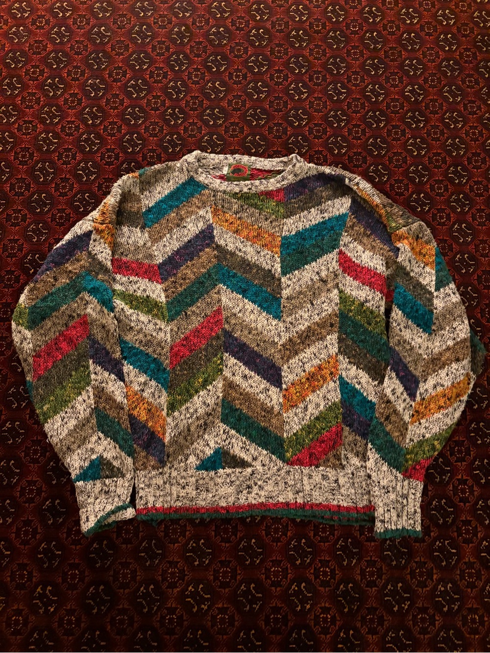 Multicolor Chevron Knit Crewneck Sweater - Men's